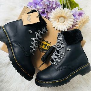 Dr. Martens 1460 Serena Collar Faux Fur Lined Lace Up Boots